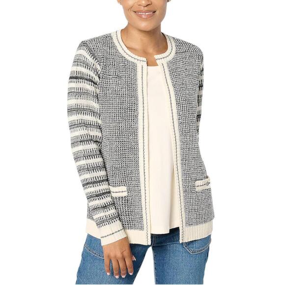 Susan Graver Tops - Susan Graver Women's Chic Open Front Sweater Jacket Black - Regular